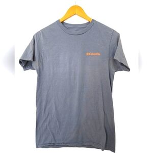 Columbia Men's Slate Blue Tee with Orange Logo Size Small